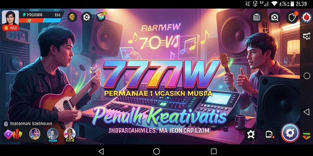Tangkapan layar <strong>7777W</strong> menampilkan gameplay interaktif dengan musik yang menyenangkan.