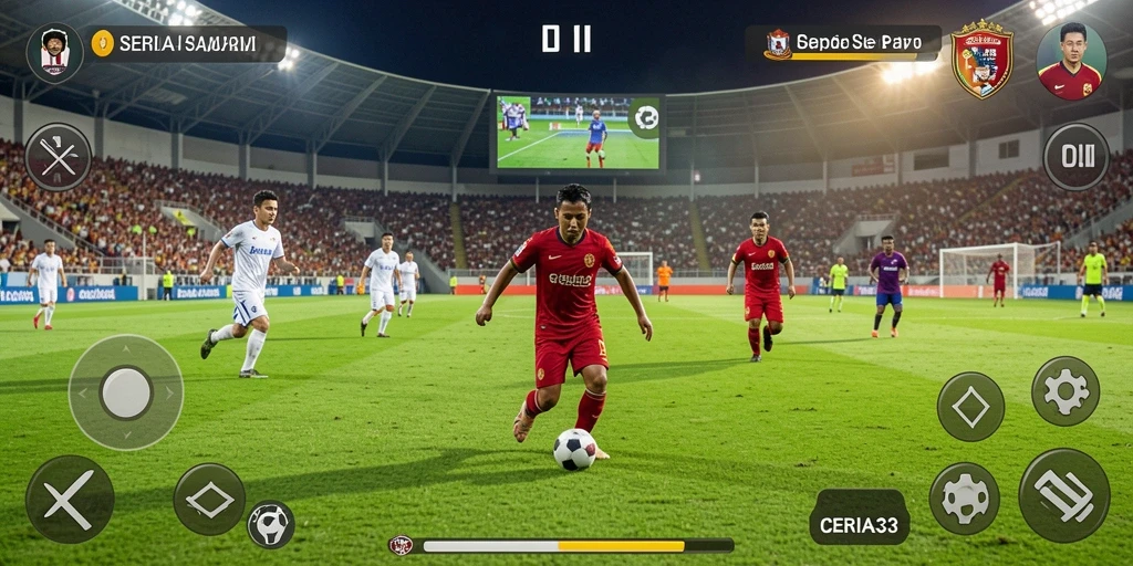 Tampilan gameplay menarik dari CERIA33 saat bermain sepak bola.