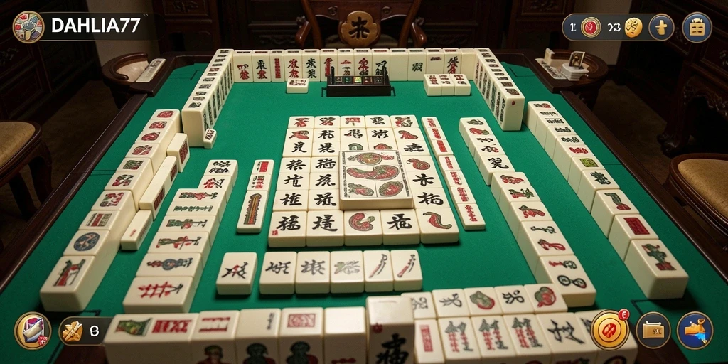 Screenshot utama DAHLIA77 menampilkan gameplay Mahjong yang seru dan menantang.