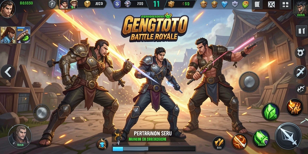 Tangkapan layar GENGTOTO menampilkan aksi Battle Royale yang mendebarkan.