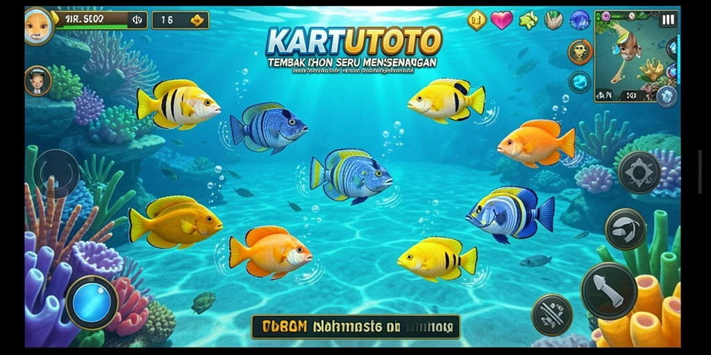 Tangkapan layar gameplay KARTUTOTO menampilkan aksi seru Tembak Ikan.