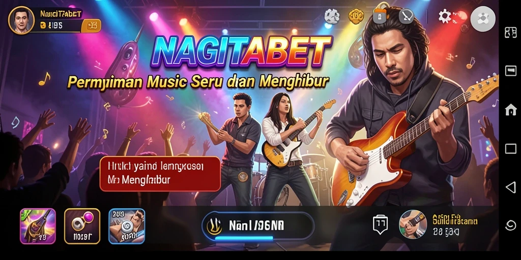 Tampilan gameplay seru dari NAGITABET yang penuh dengan musik.