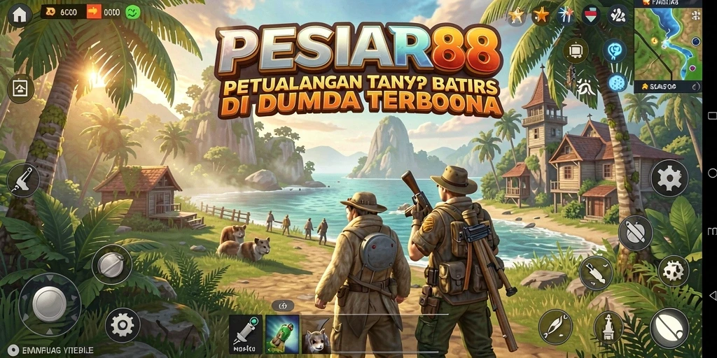 Screenshot PESIAR88 menampilkan aksi petualangan di dunia terbuka.