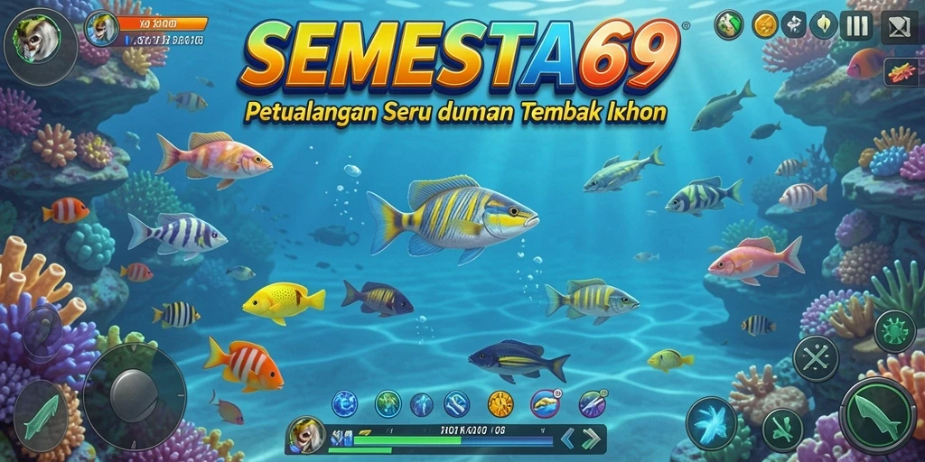 Tampilan gameplay seru dalam SEMESTA69 saat menembak ikan.