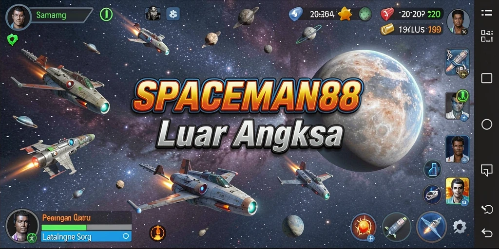 Screenshot menampilkan aksi luar angkasa seru dari gameplay SPACEMAN88.