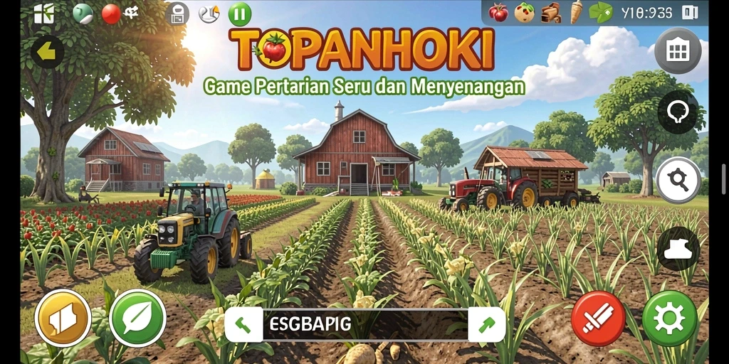Screenshot gameplay menunjukkan keseruan bertani di TOPANHOKI.
